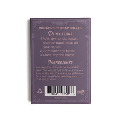 Paper Soap – Lavender + Fir Paper Soap, 50 sheets