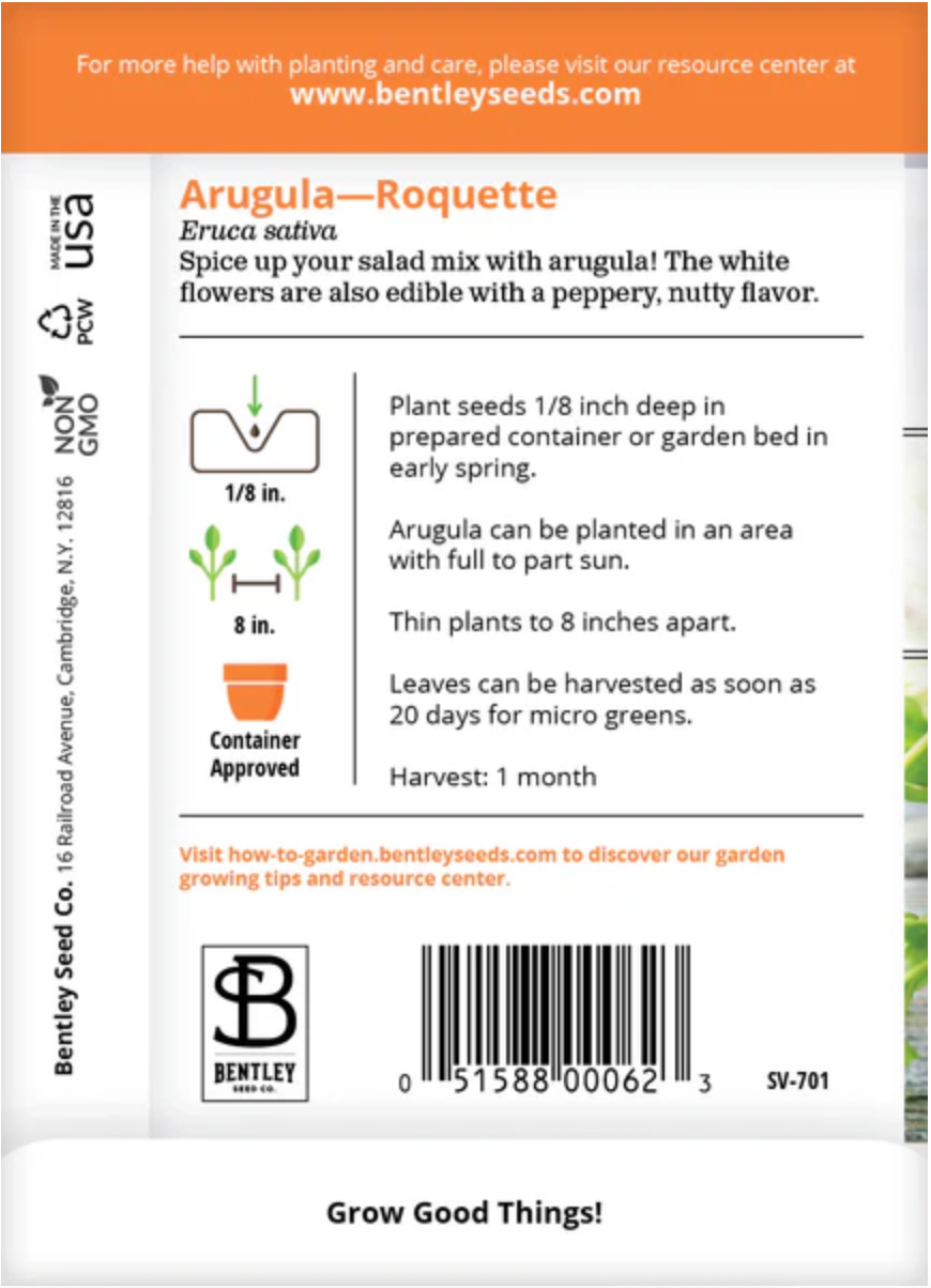 Arugula 'Rouquette' - Vegetable Seeds