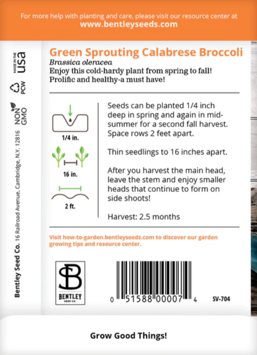 Broccoli 'Green Sprouting' - Vegetable Seeds