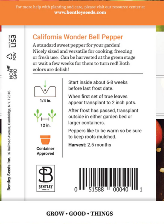 Pepper 'California Wonder' - Vegetable Seeds