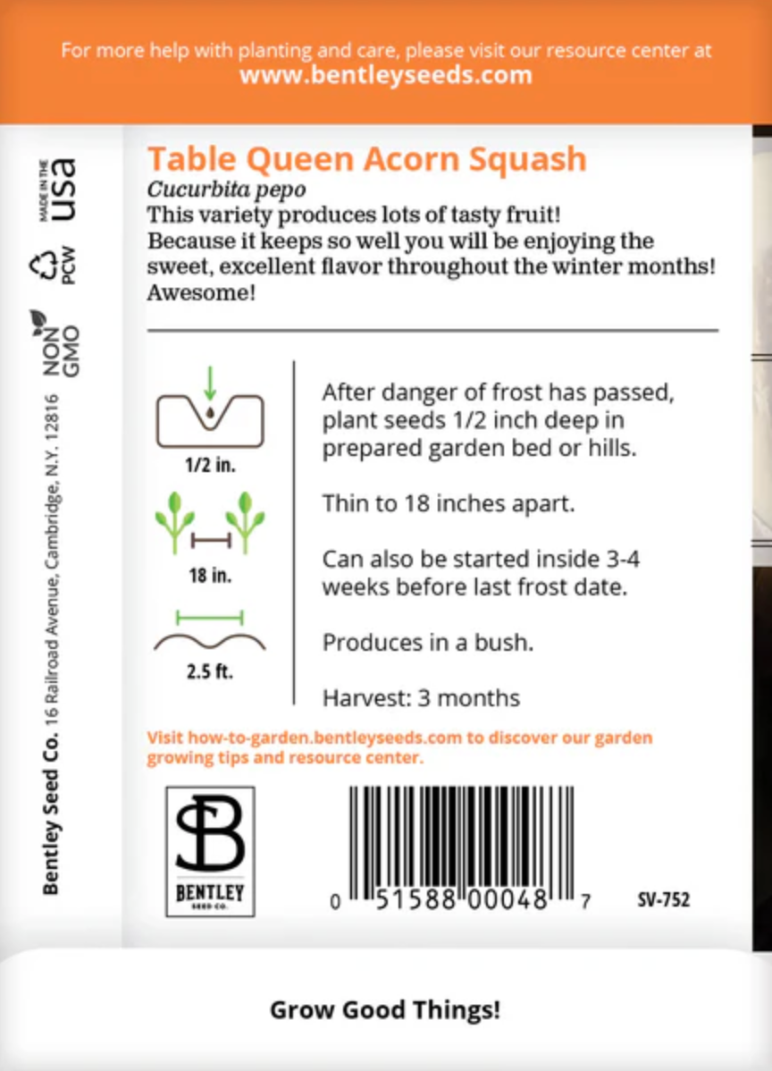 Squash 'Acorn' - Vegetable Seeds