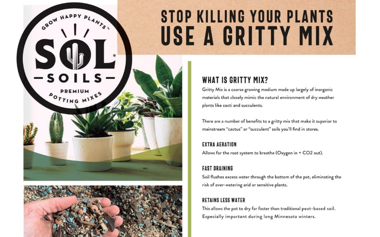 Sol Soils Gritty Cactus Mix - USA Made