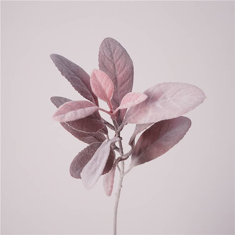 Flocked Lamb's Ear Faux Leaf Bush, DIY Craft Greenery, Pink