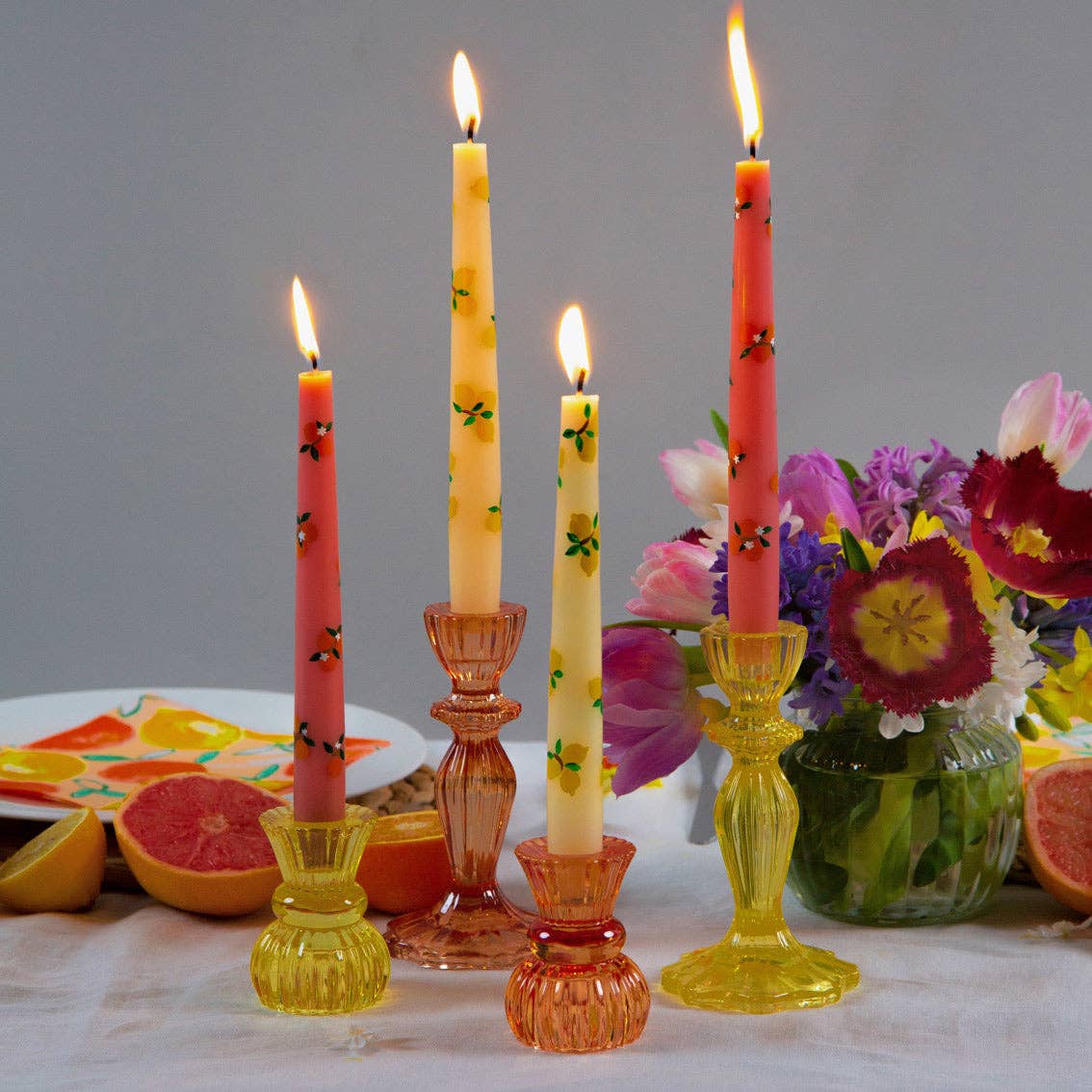 Yellow Glass Candle Holder