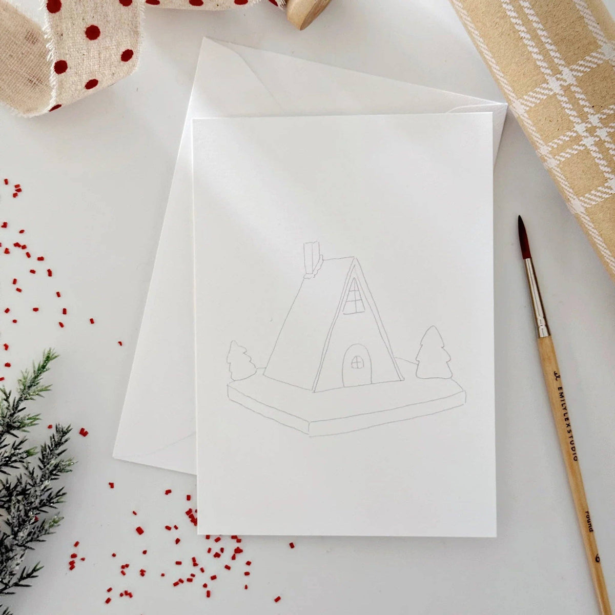Gingerbread paintable watercolor notecard set