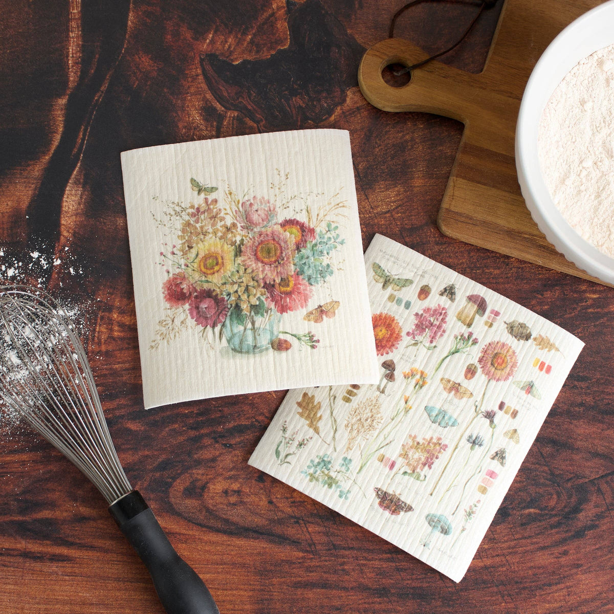 Fall Florals Vase Swedish Dishcloth Set