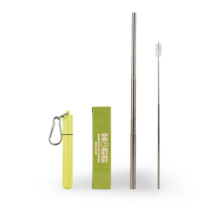 Collapsable Metal Straw Keychain w/ Cleaner
