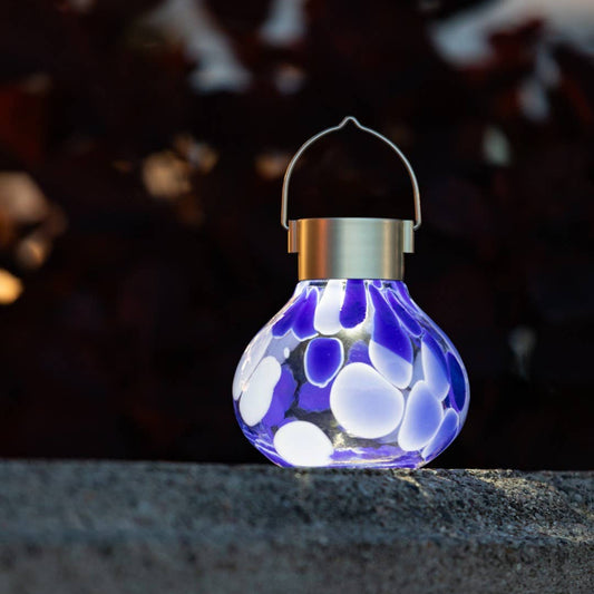 'Periwinkle' Tea Lantern - Glass Outdoor Solar Lantern
