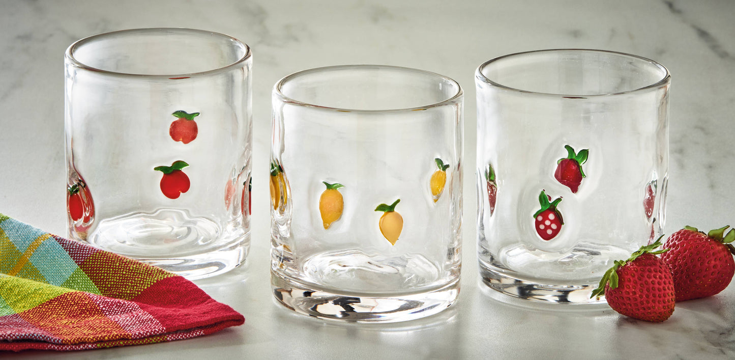 Lemon Double Old Fashioned Glass Yellow Summer