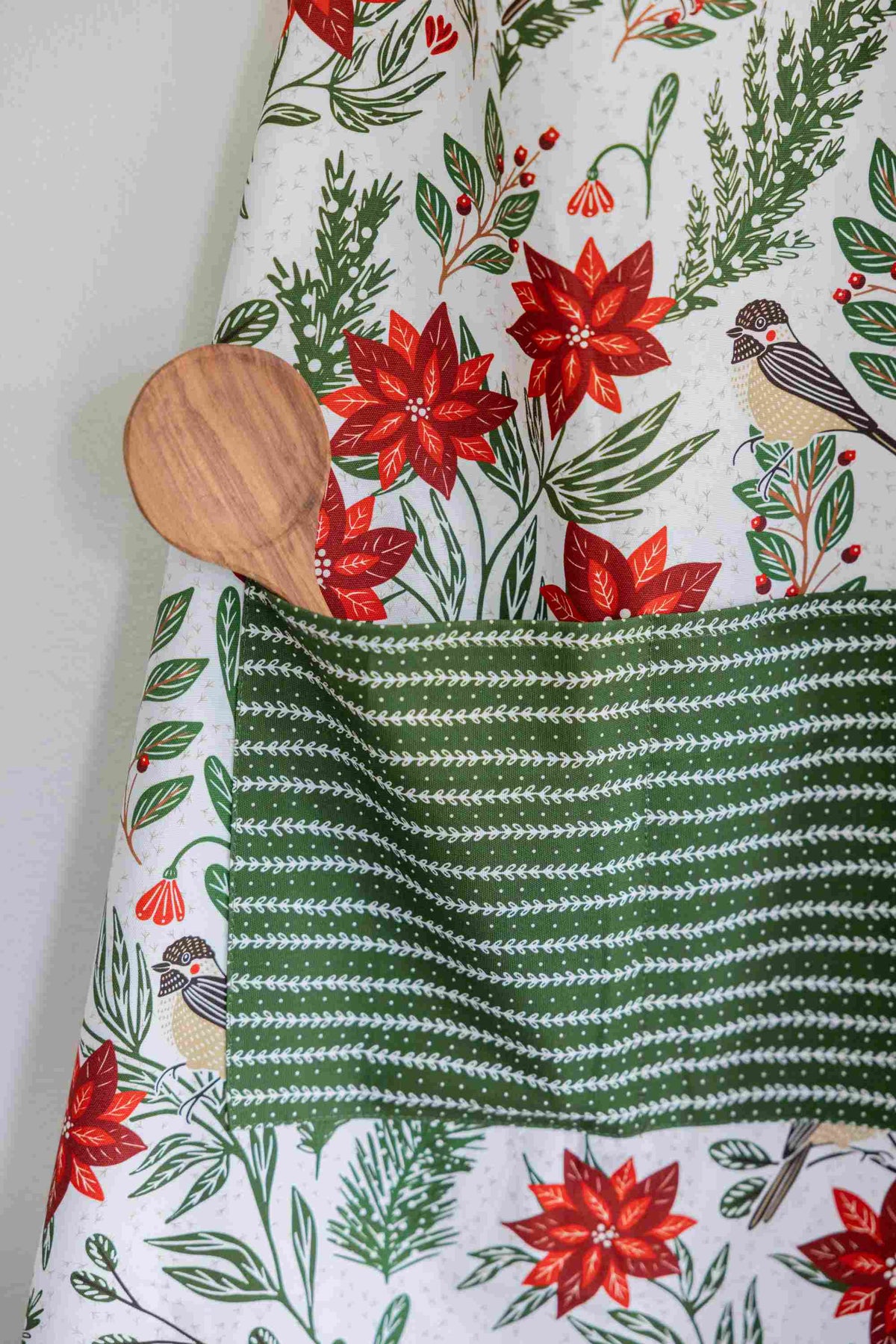 Poinsettias & Pines Apron - Holiday Cooking Apron