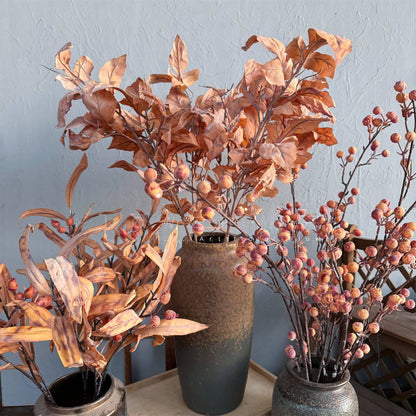 Artificial Leaf Branch in Autumn Orange , Fake Berry Branch