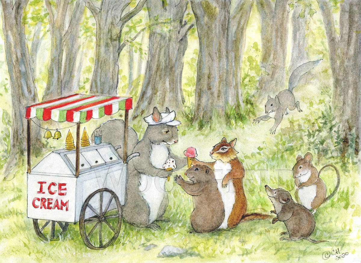 #153 - Ice Cream Cart Notecard