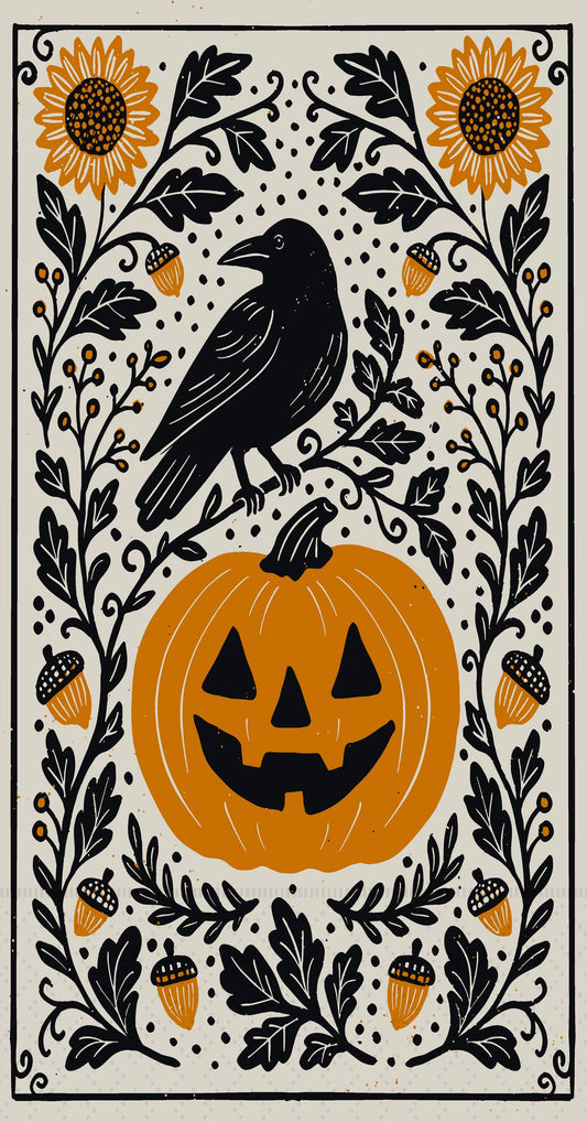 Pumpkin Poe Paper Guest Towels 16 ct Fall Autumn