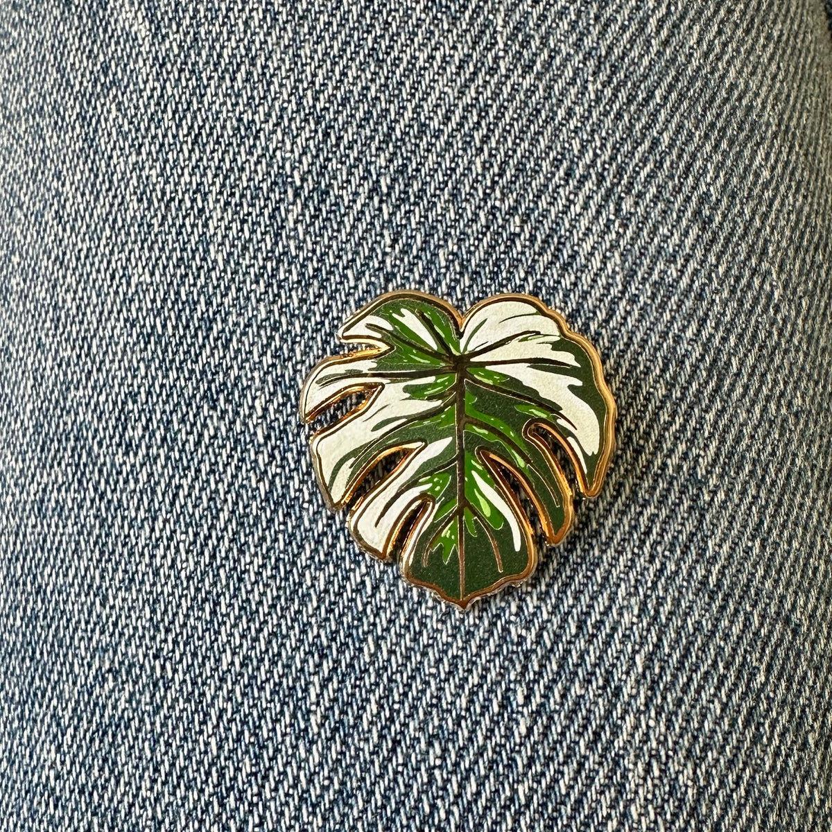 Monstera Variegated Leaf Enamel Pin | Plant Enamel Pin