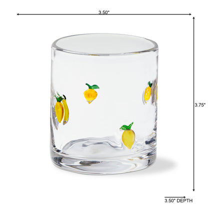 Lemon Double Old Fashioned Glass Yellow Summer