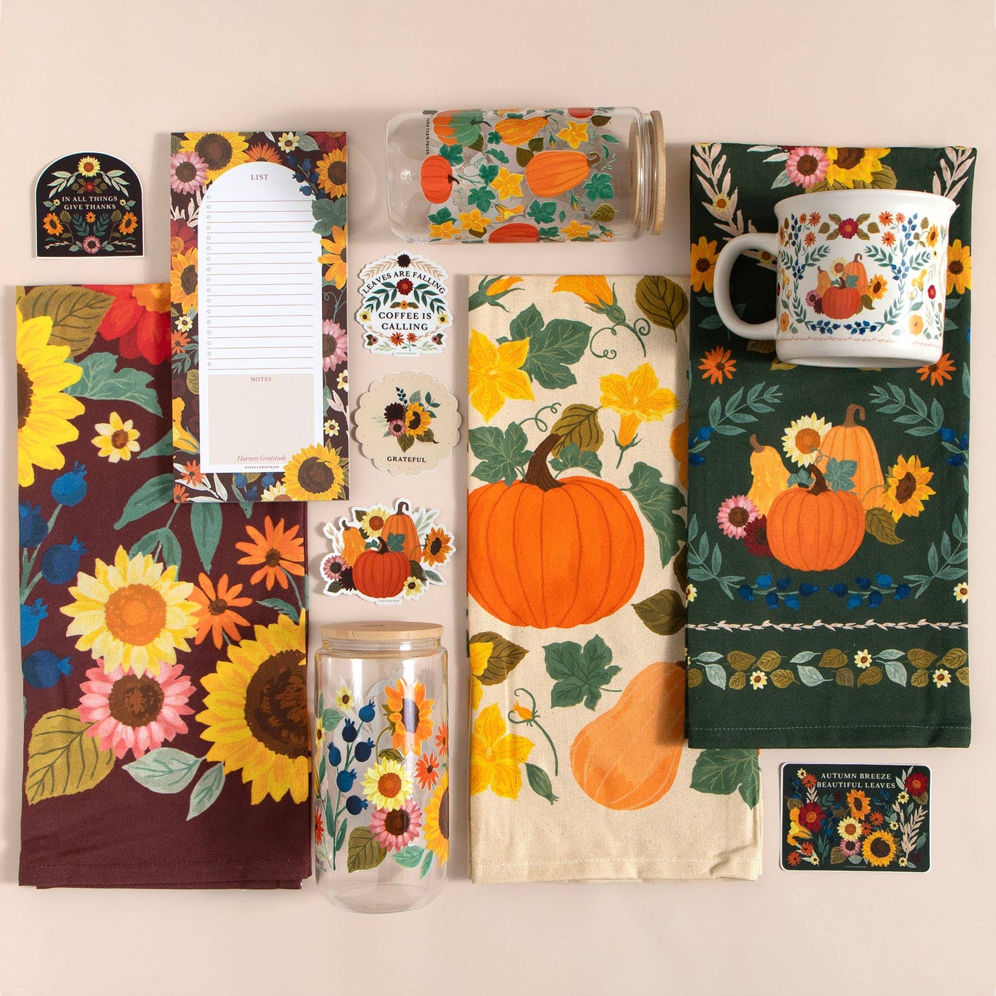 Pumpkin Patch Fall Tea Towel