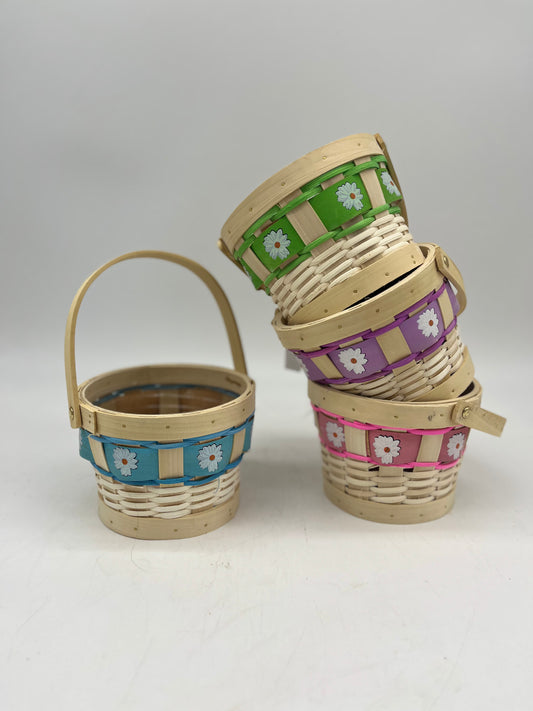 Round Chipwood Basket w/ Handle