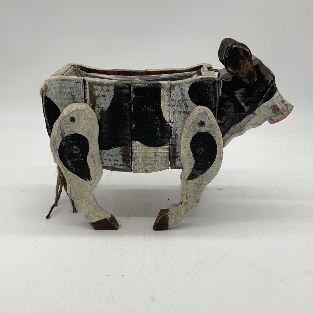 Wood Cow Planter